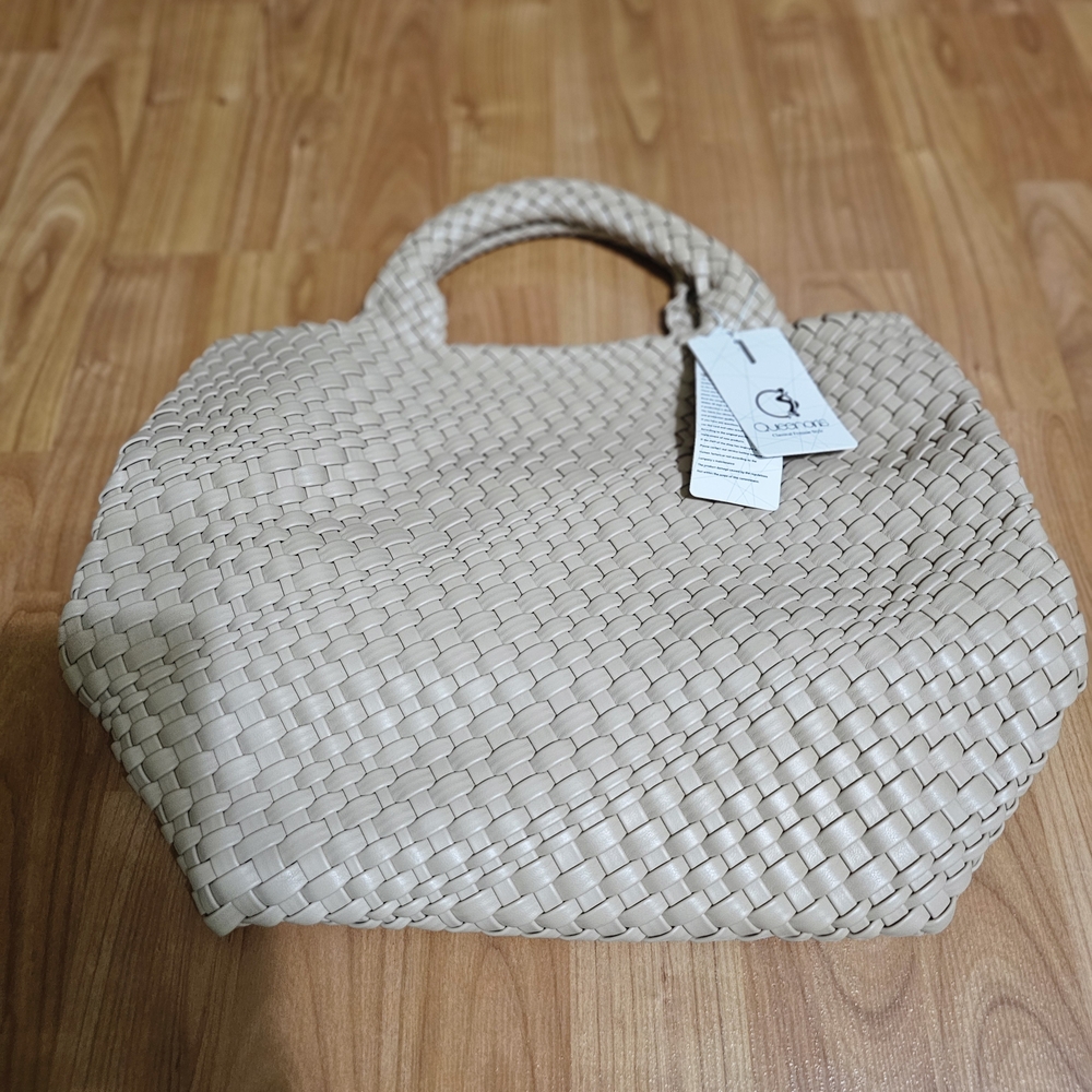 Elegant Woven Beige Tote Bag